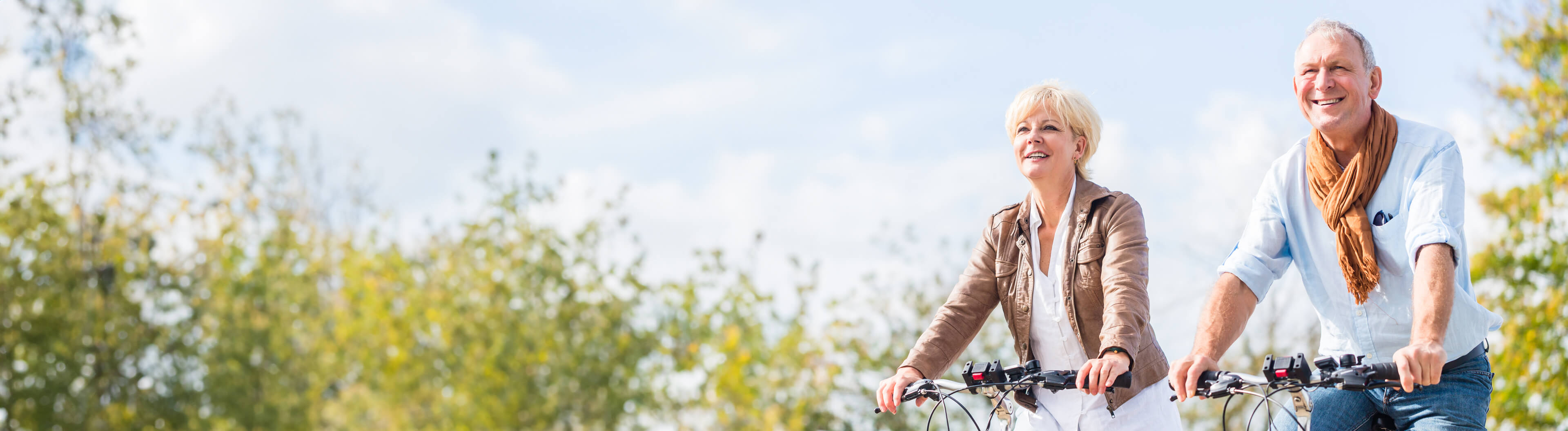 husband and wife biking