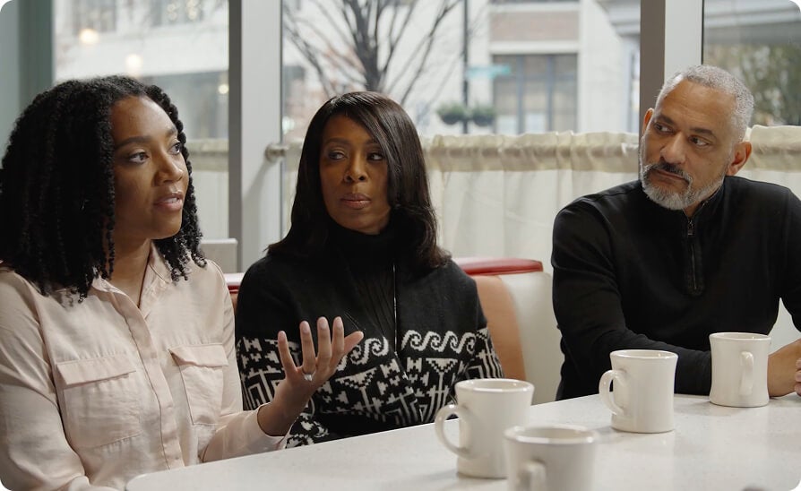 Group of people discussing diversity in clinical trials