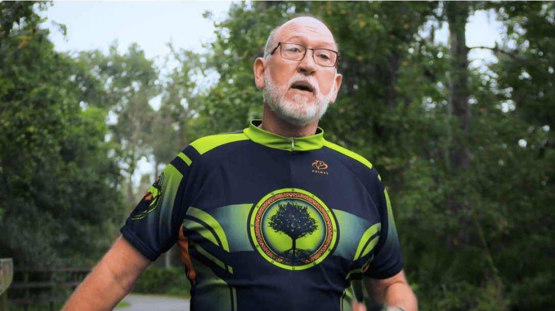 A senior citizen doing an exercise