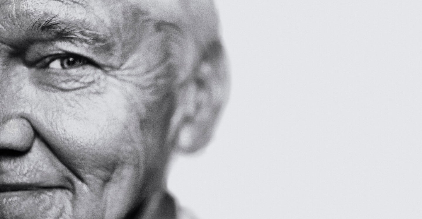 half face of old man