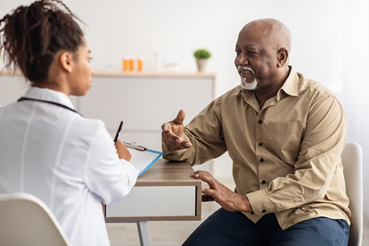 Patient speaking with doctor