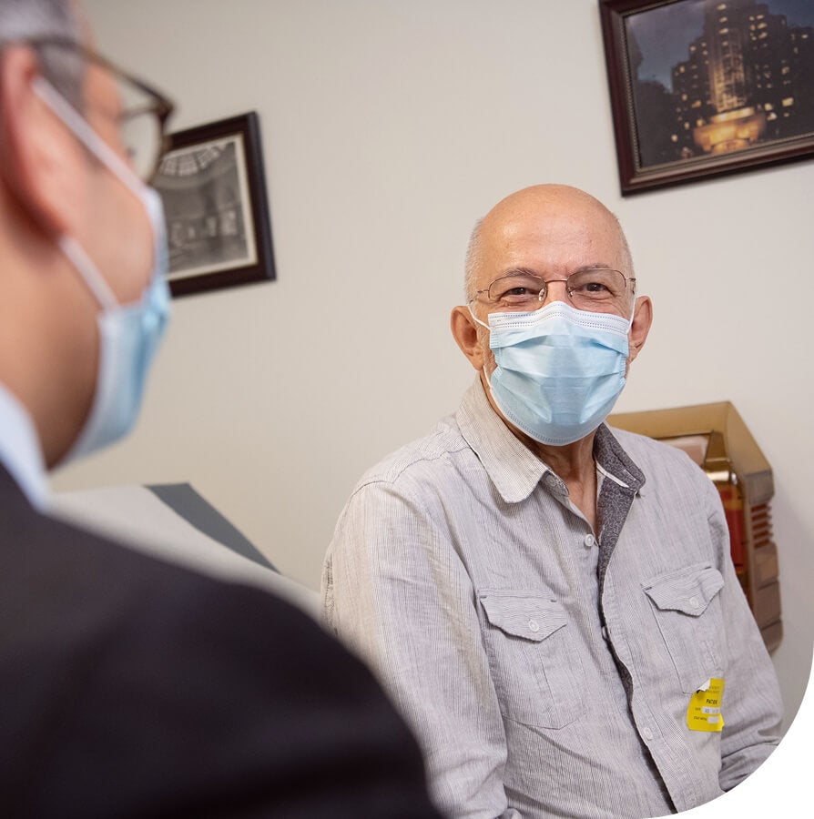 Patient wearing mask