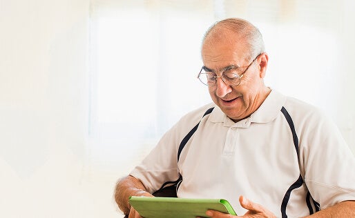 man using ipad