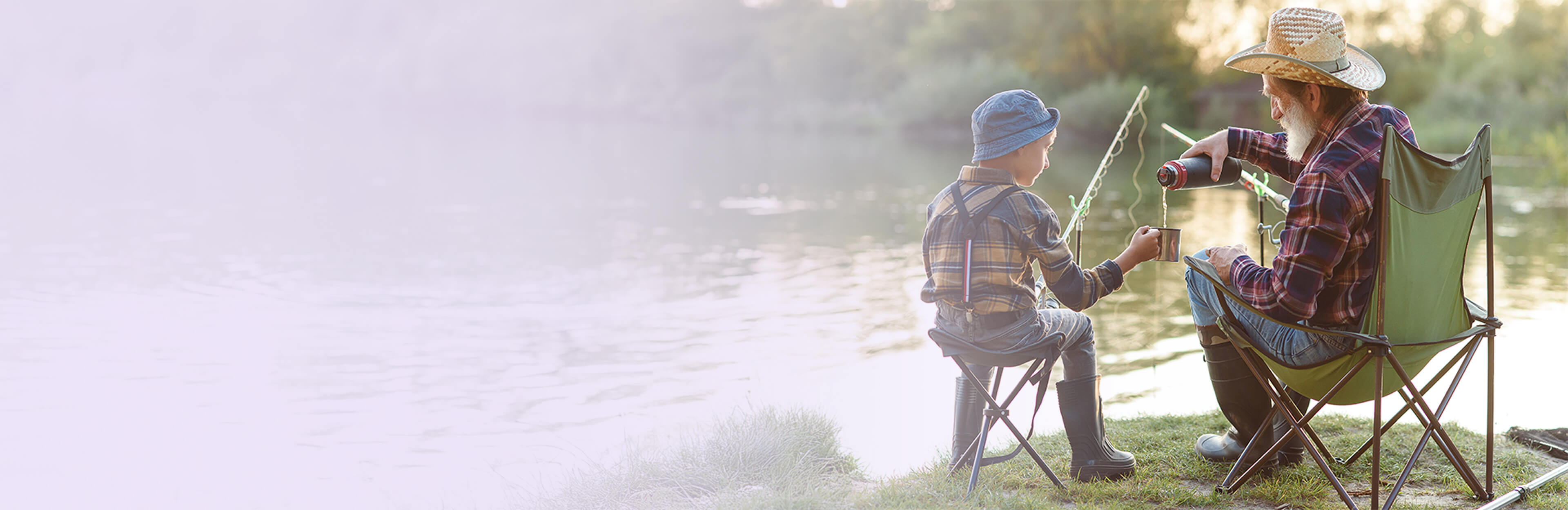 grandfather and child fishing