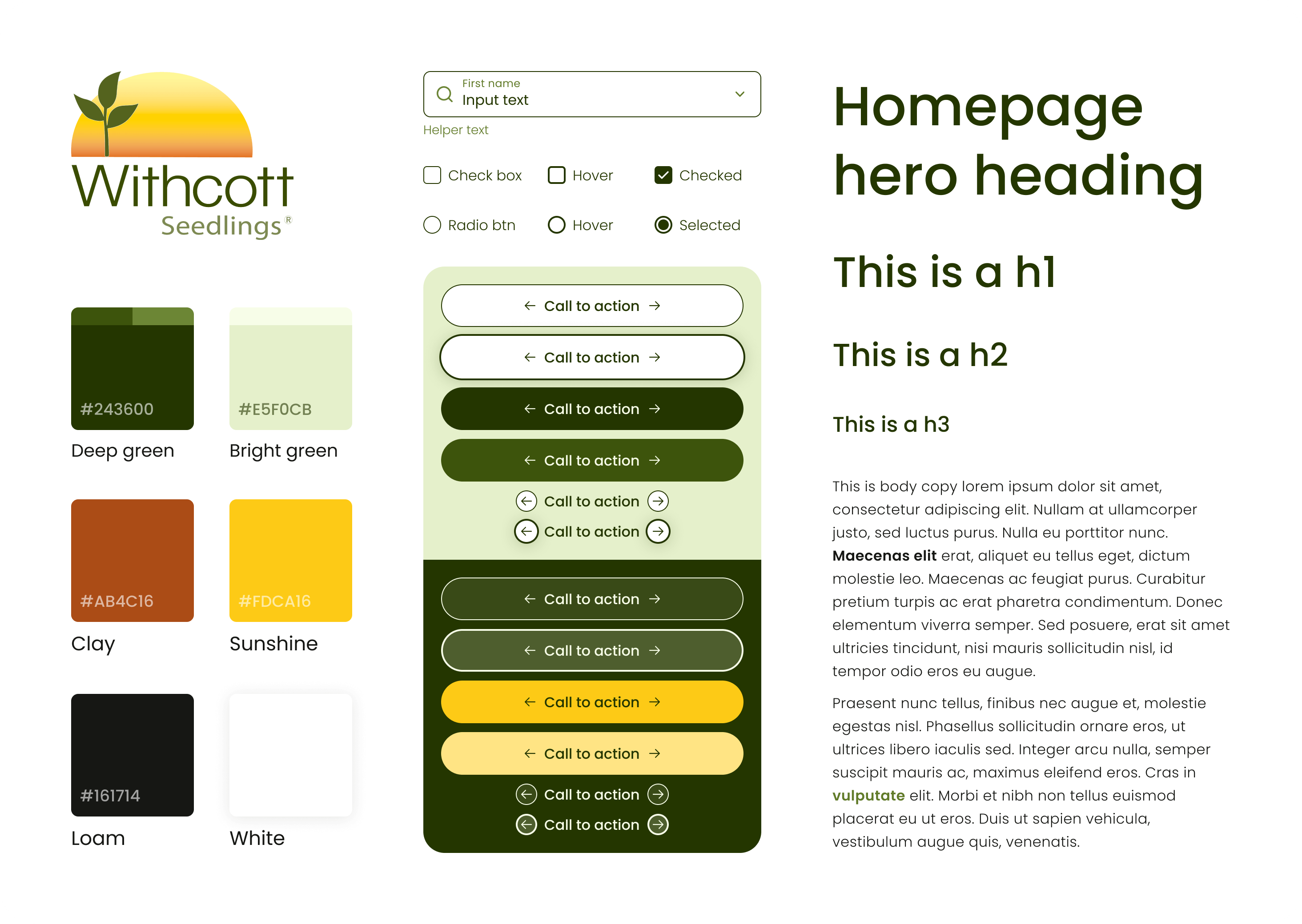 UI design system for the Withcott Seedlings website