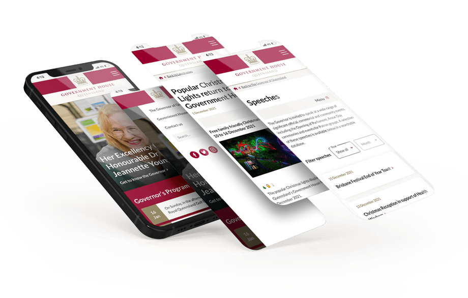 Mockup of Queensland Government House website on mobile