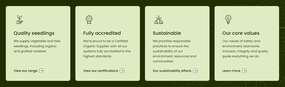 Animated icon interaction on the Withcott Seedlings website