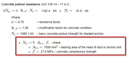 Anchor pullout strength for L bolts in AISC - Code check