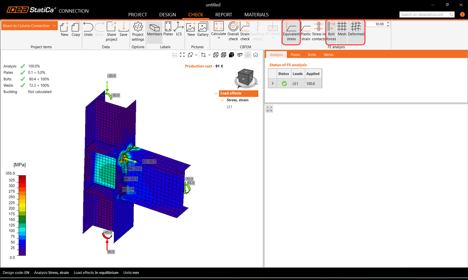 Continuous beam over column connection design (EN)