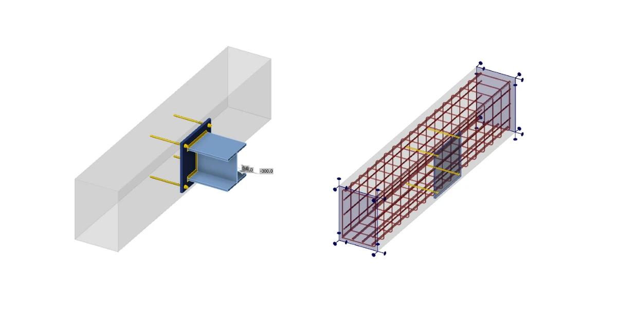 Anchoring of steel beam into concrete beam
