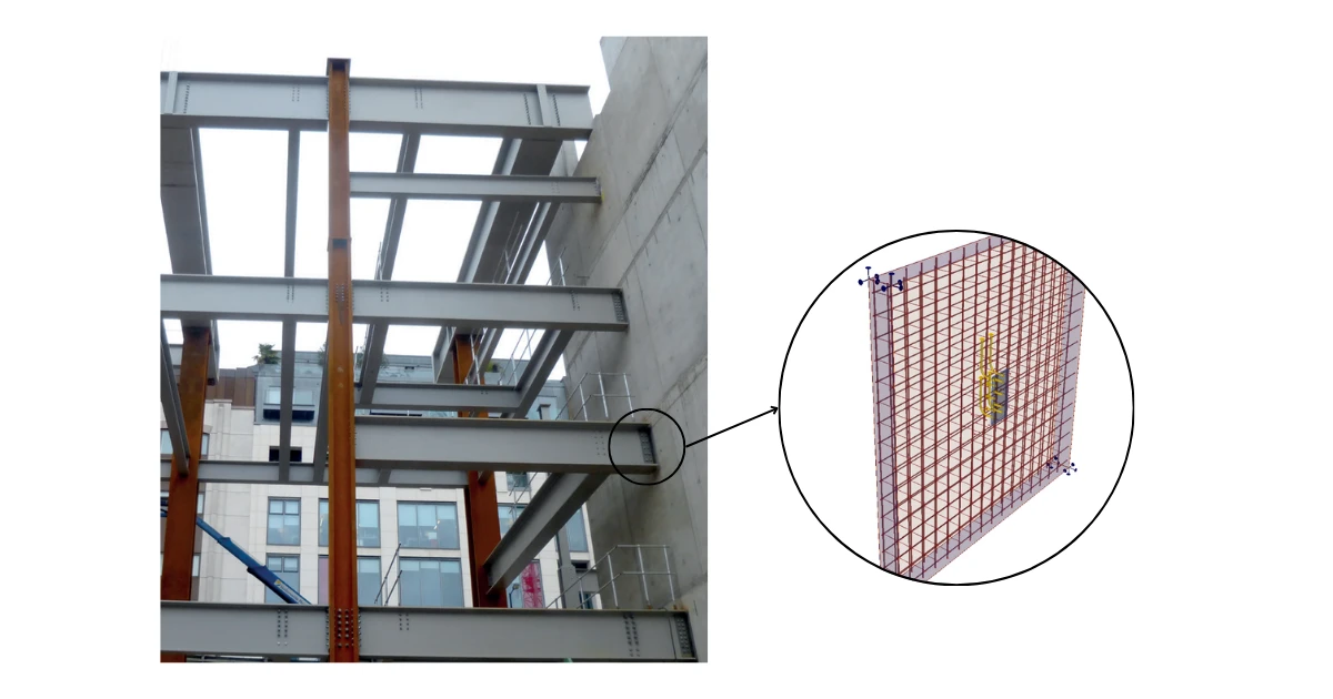 Cast-in plates are the go-to solution for joining steel beams to concrete cores
