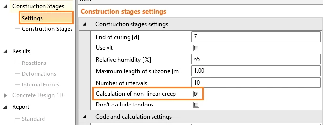 How to turn on the calculation of non-linear creep