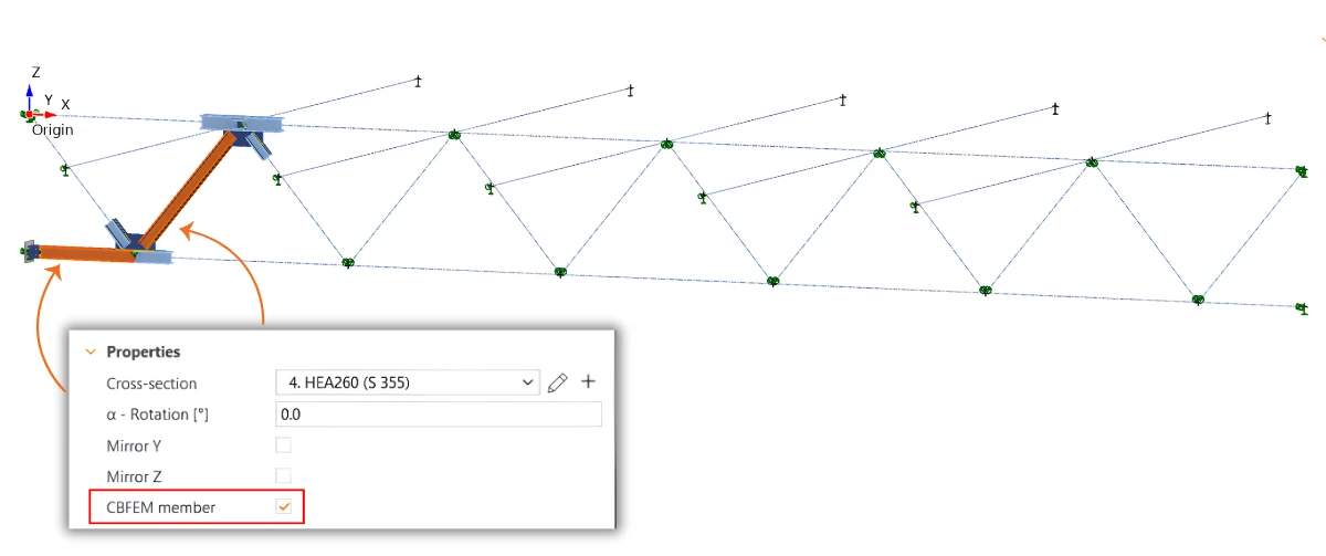 Defining CBFEM members in the Stability app