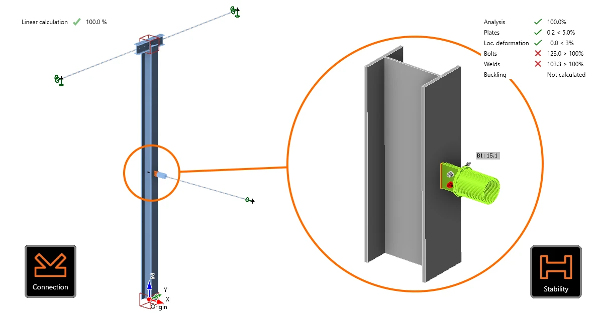 Design of connections in Stability
