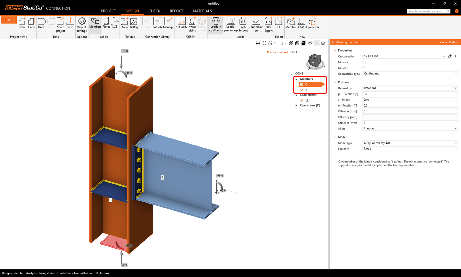 Continuous beam over column connection design (EN)