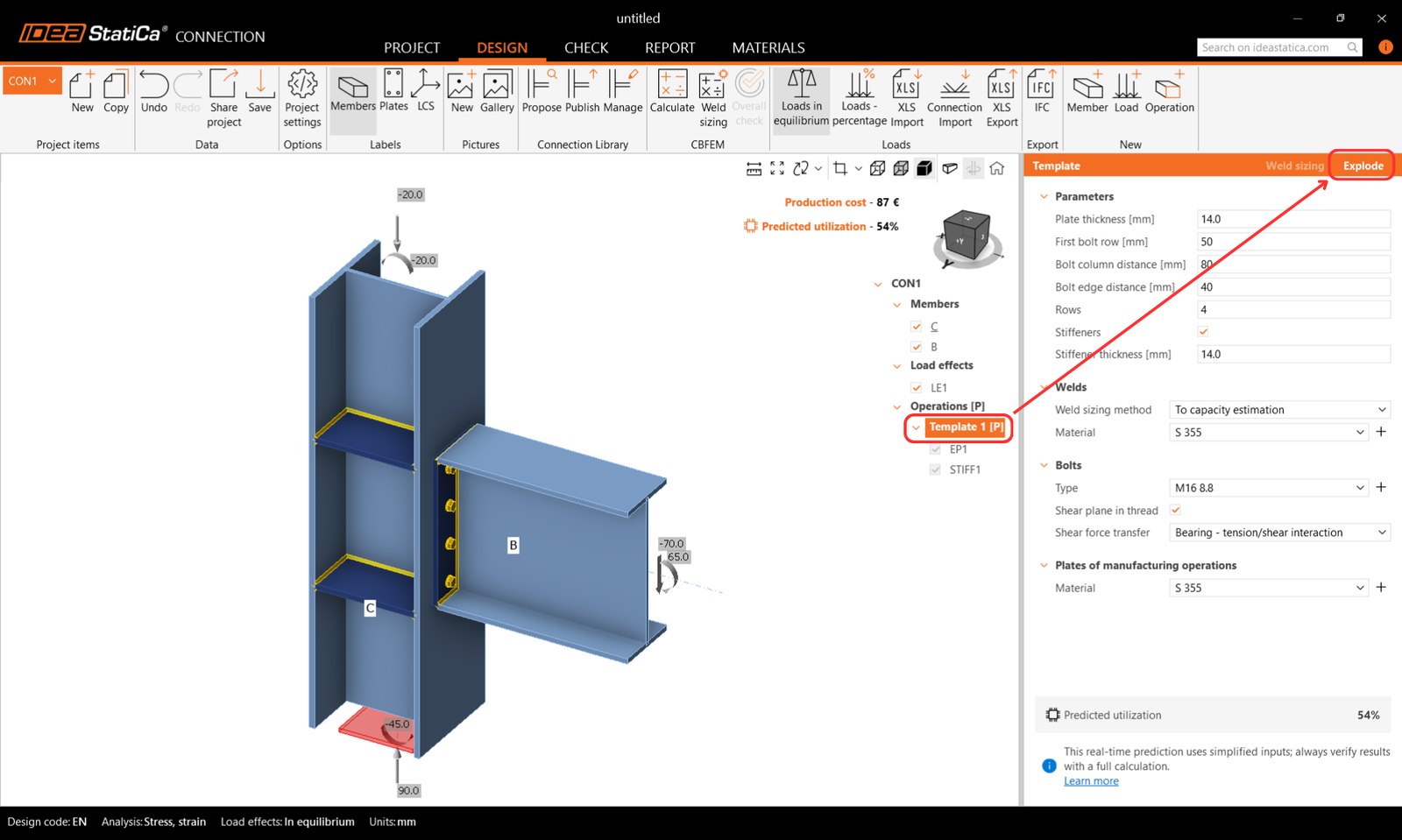 Continuous beam over column connection design (EN)