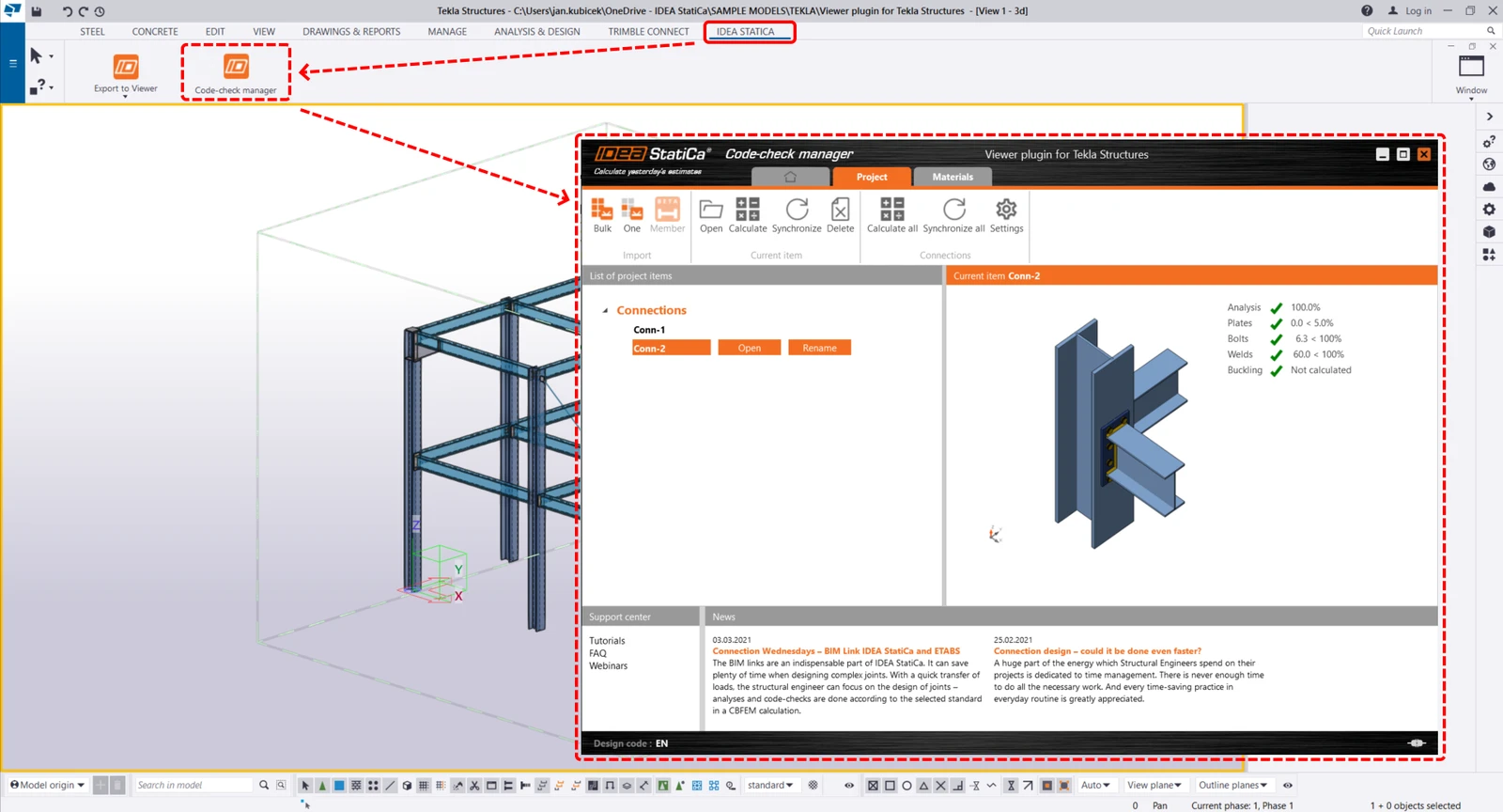 Checkbot trong thanh ribbon của Tekla Structures bị thiếu