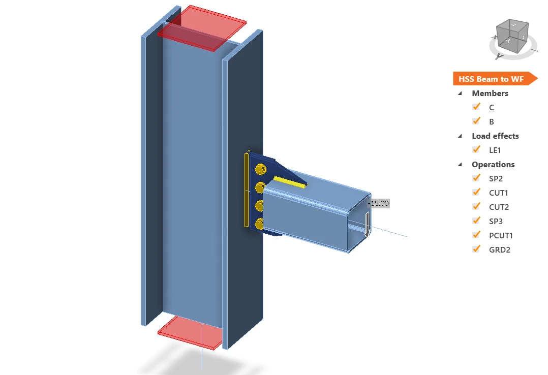 HSS Beam to Wide flange column shear connection