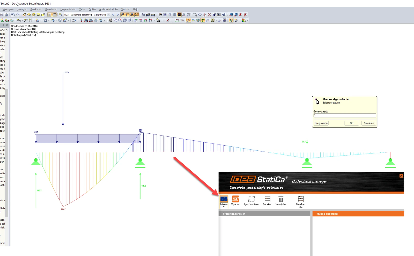 Doorgaande betonligger exporteren vanuit RFEM naar IDEA StatiCa