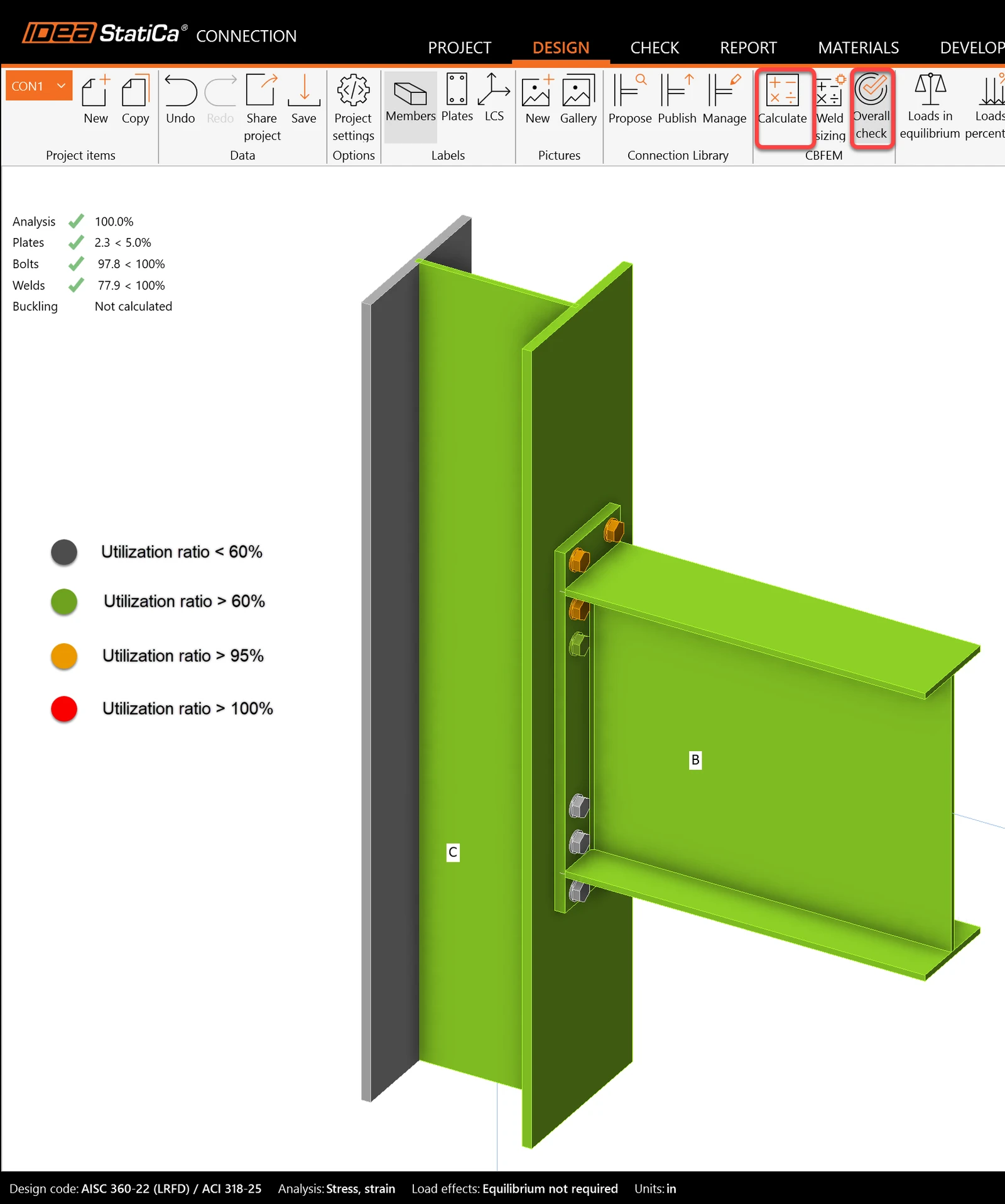 Overall check of a moment end plate connection