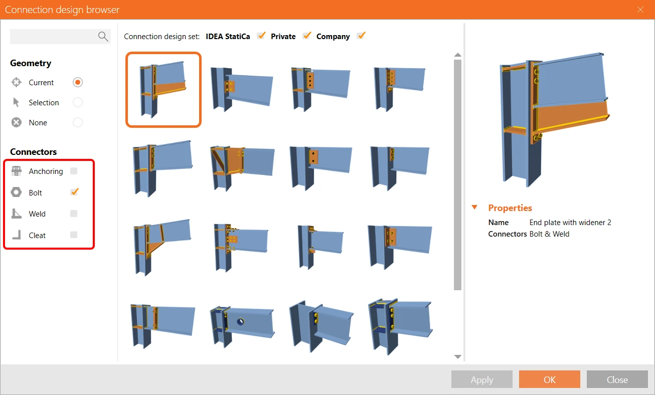 IDEA StatiCa Company set of connection designs