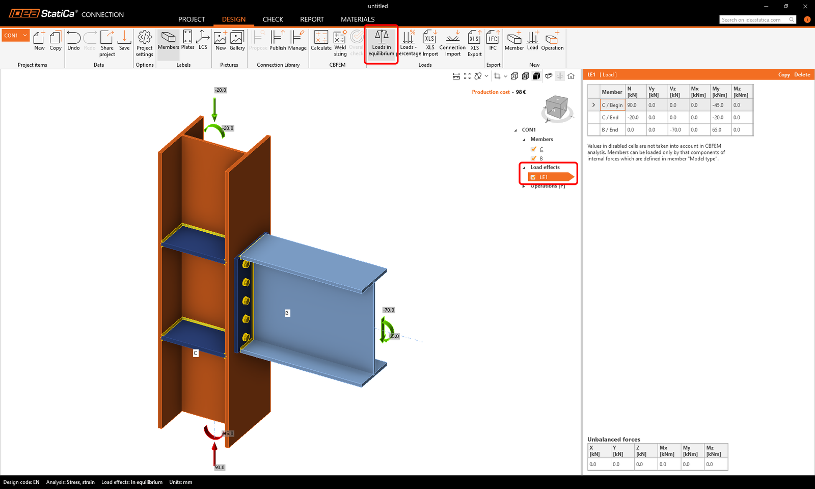 Continuous beam over column connection design (EN)