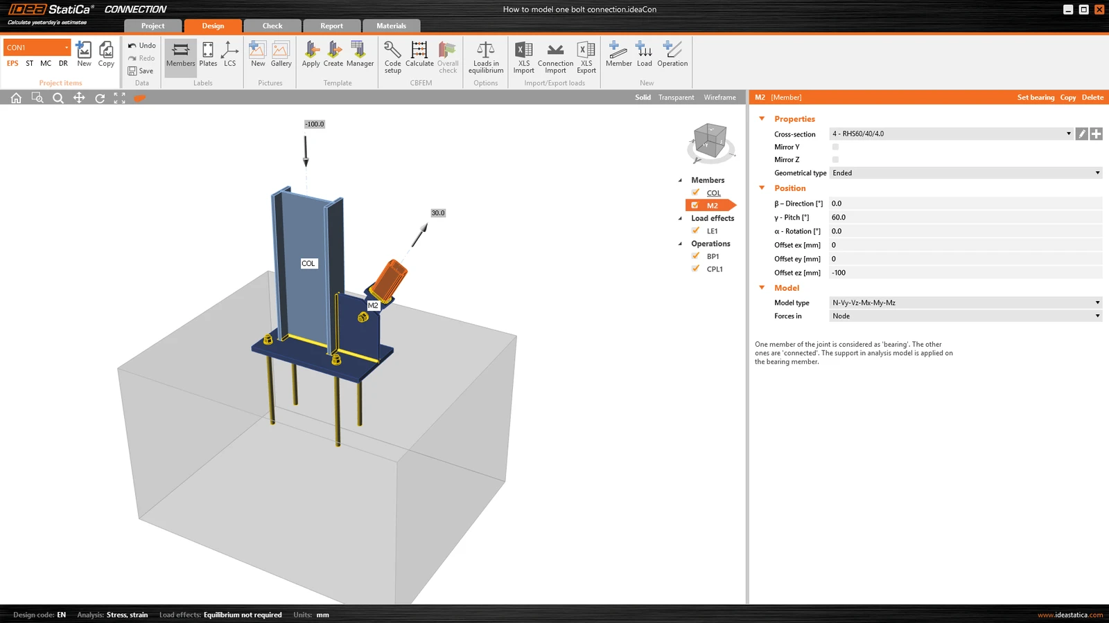 How to model one bolt connection