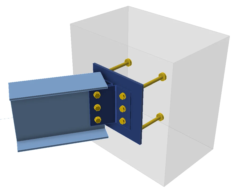 Embedded plate with headed studs in IDEA StatiCa