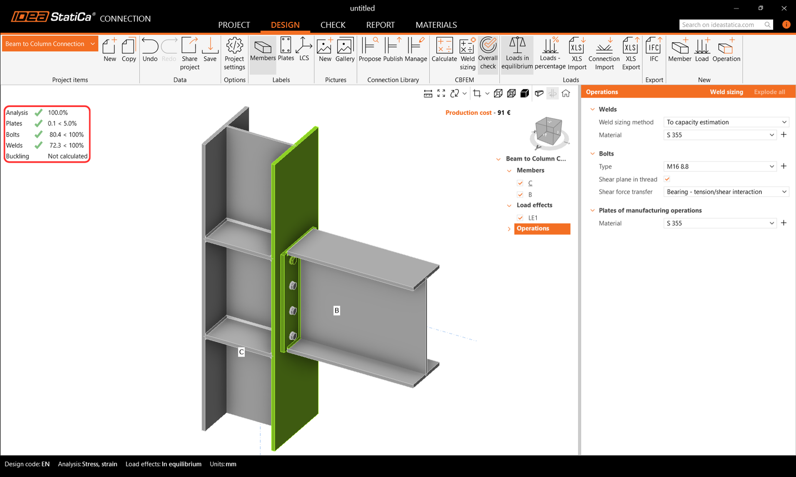 Continuous beam over column connection design (EN)