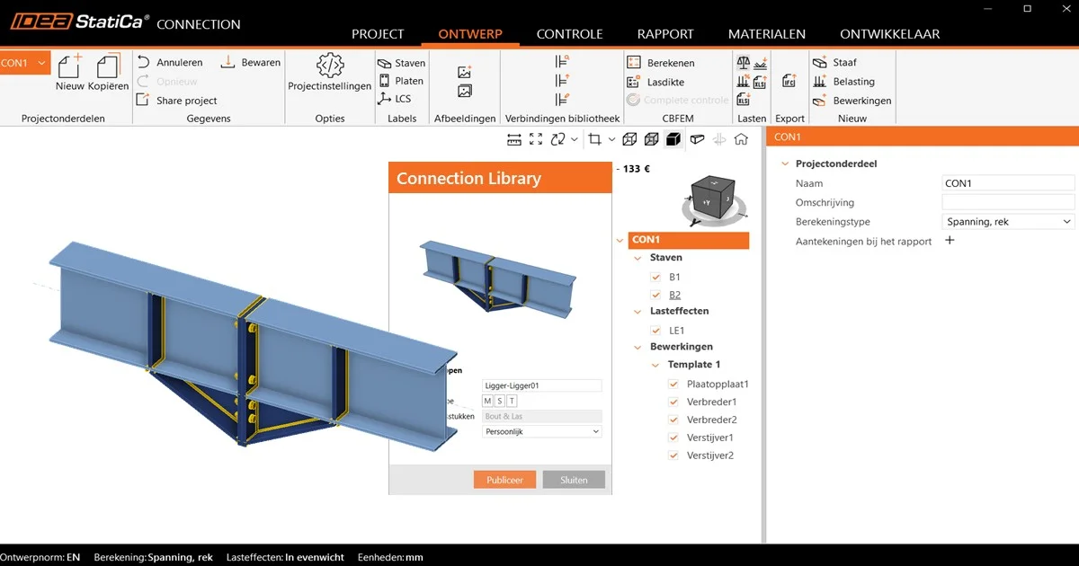 Templates Staalverbinding IDEA StatiCa Connection Library