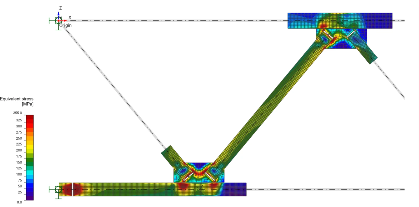 Materially nonlinear analysis of a steel truss in the Stability app