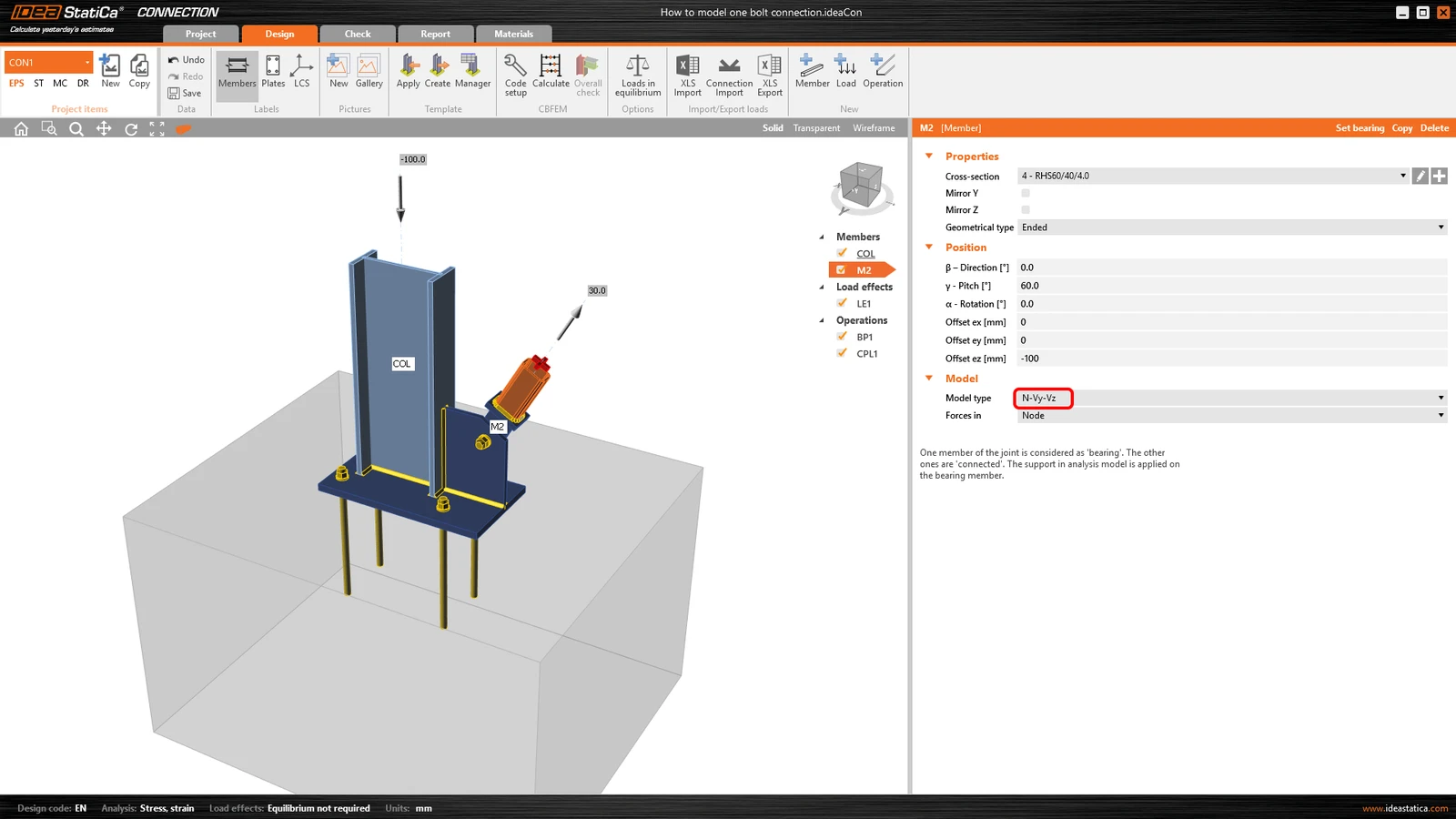 How to model one bolt connection