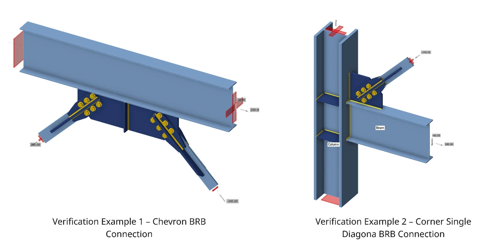 Chevron and Corner connections BRBF