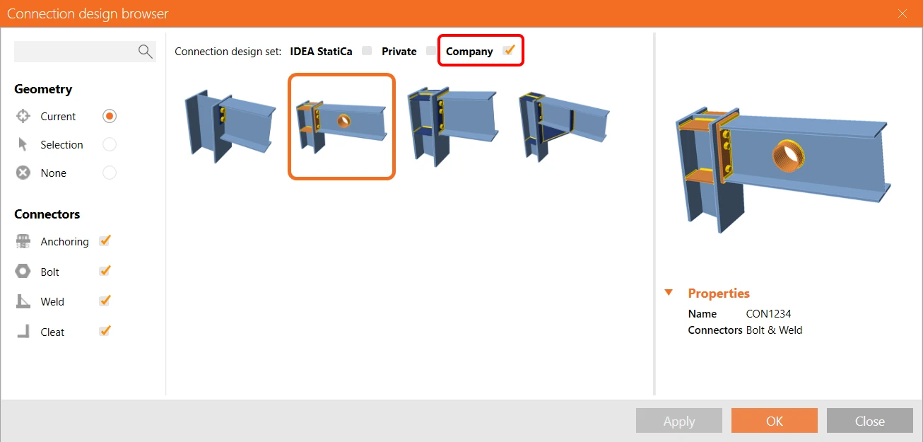 IDEA StatiCa Company set of connection designs