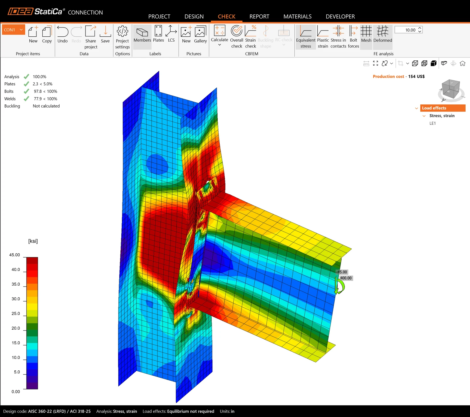 Moment end plate model deformation
