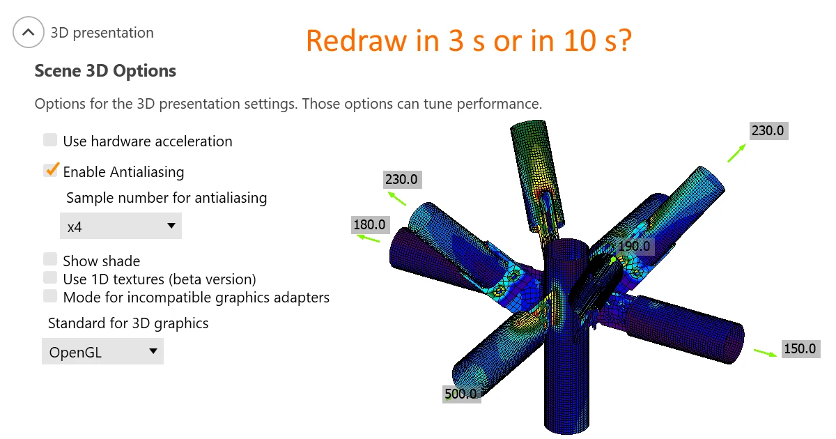 3D presentation: Scene options