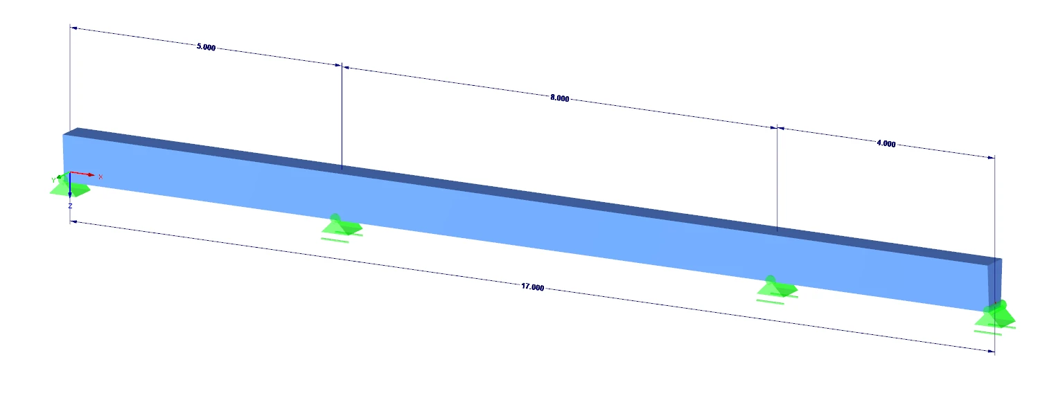 Betonligger in RFEM voor de export naar IDEA Beam liggerberekening en RCS doorsnede controle