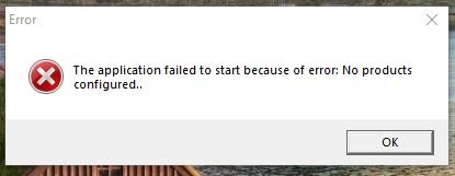 Fehlermeldung "No products configured"