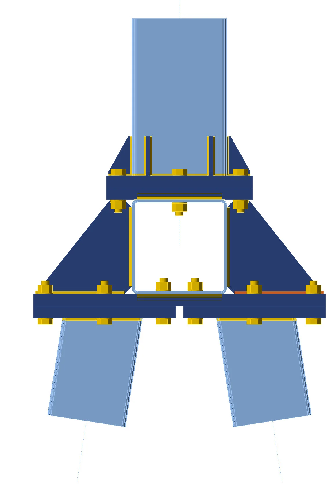 Front view of a knuckle connection