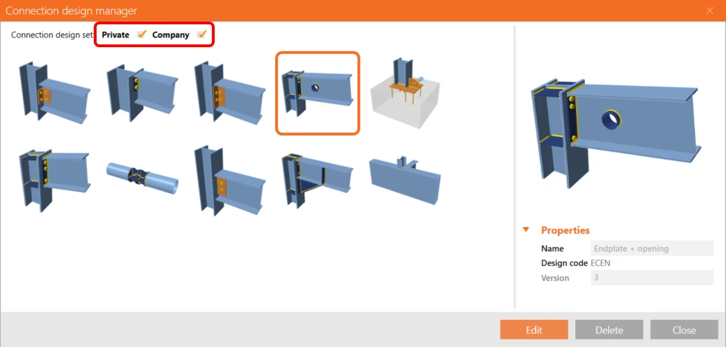 IDEA StatiCa Company set of connection designs