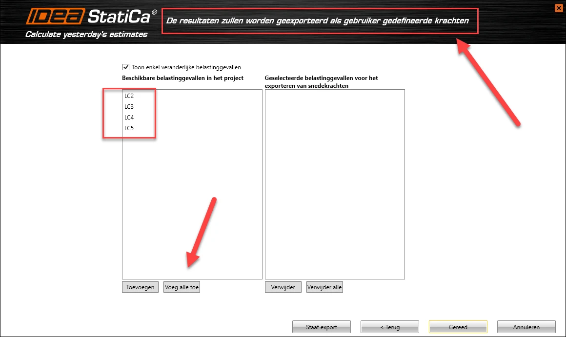 berekeningsresultaten in IDEA BEAM van RFEM model export