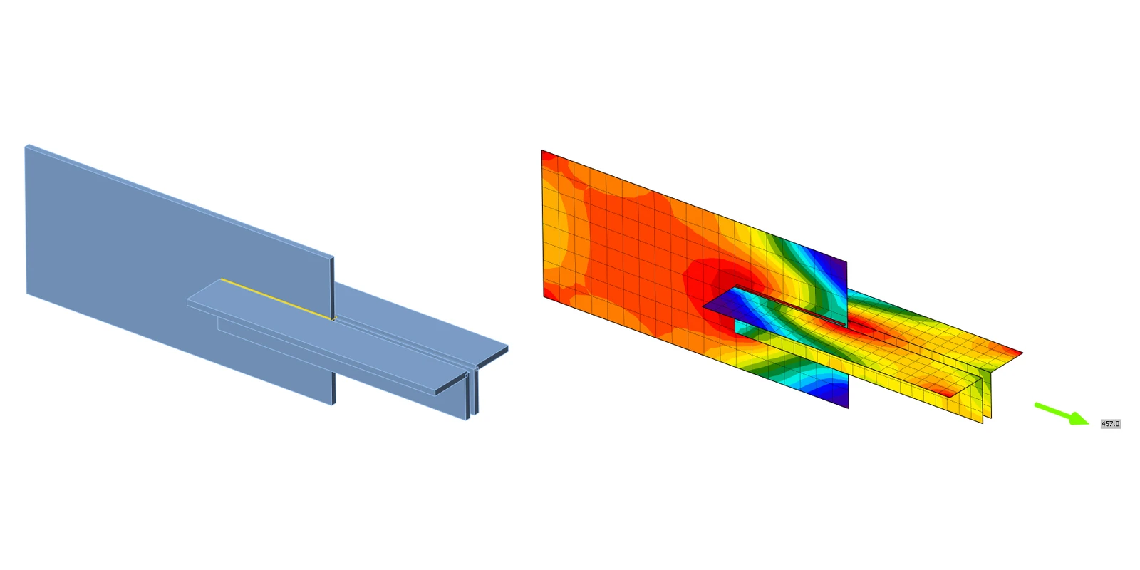 Fillet weld in angle plate joint