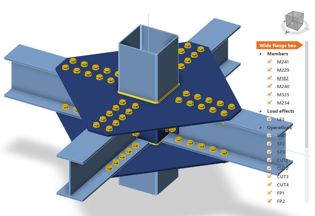 Wide flange beams to a square HSS Column