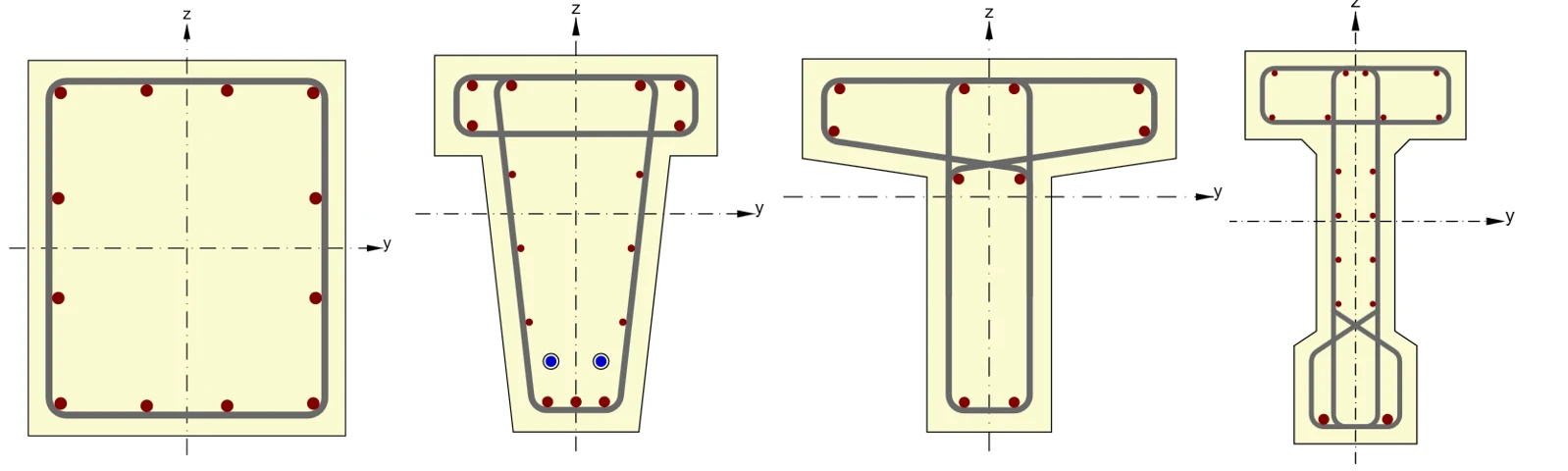 Supported beam sections