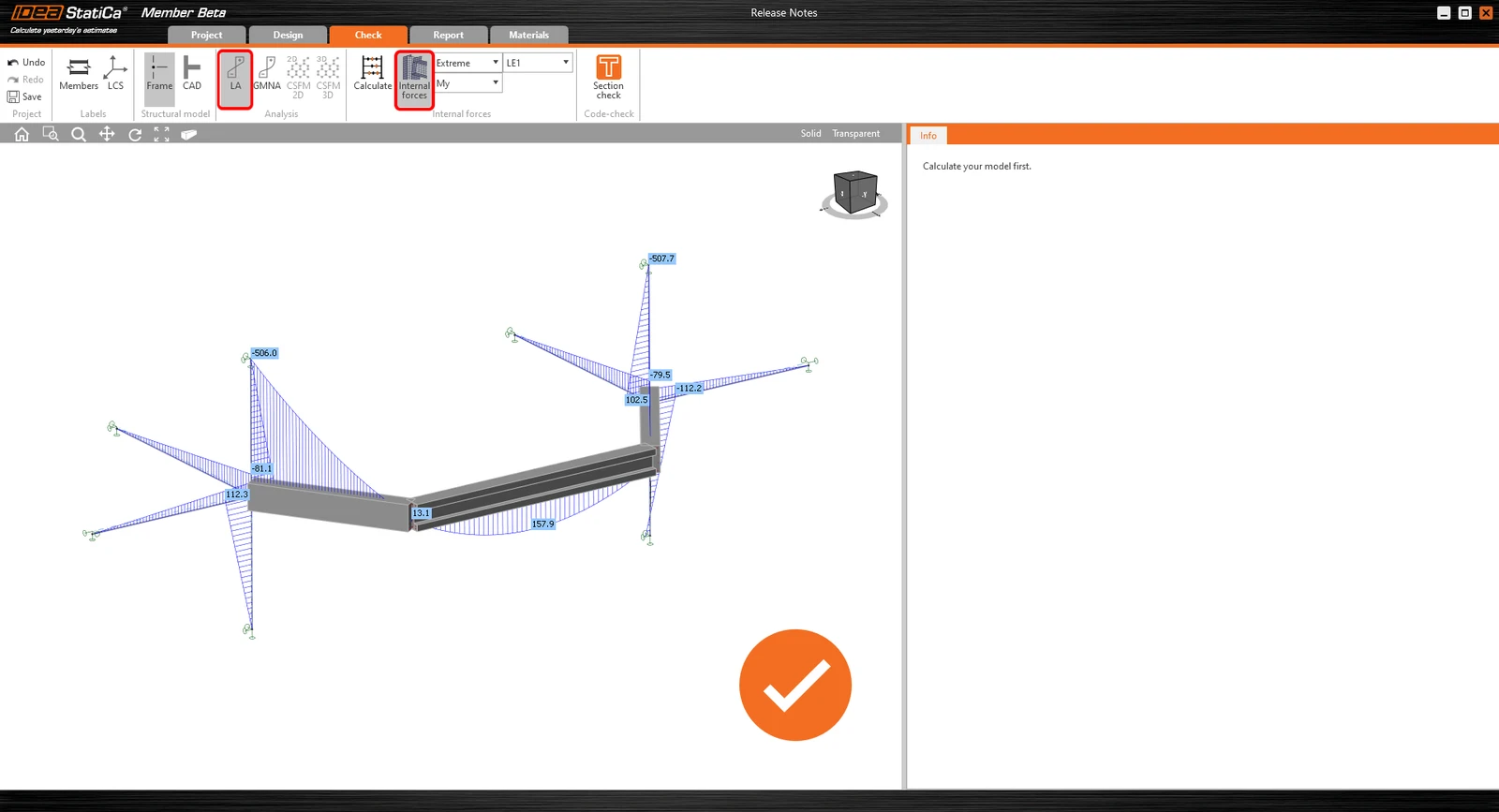 linear analysis in concrete member