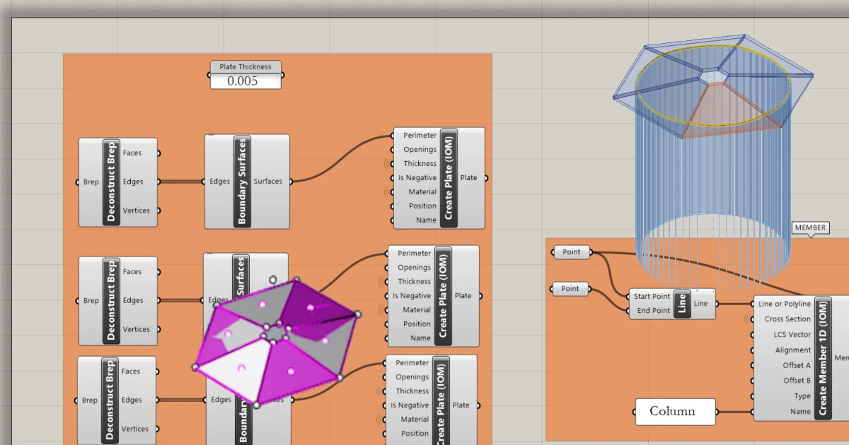Grasshopper API link - come importare piastre generali e travi (04)
