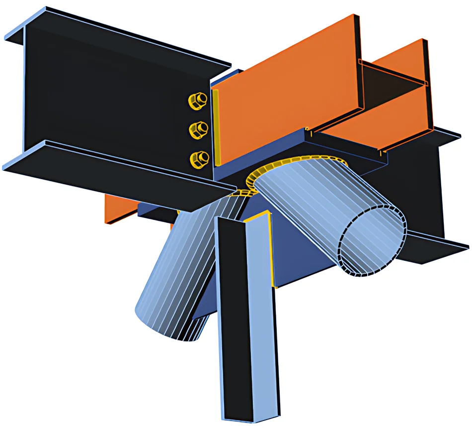 Example of a steel-to-steel connection for structural engineers.