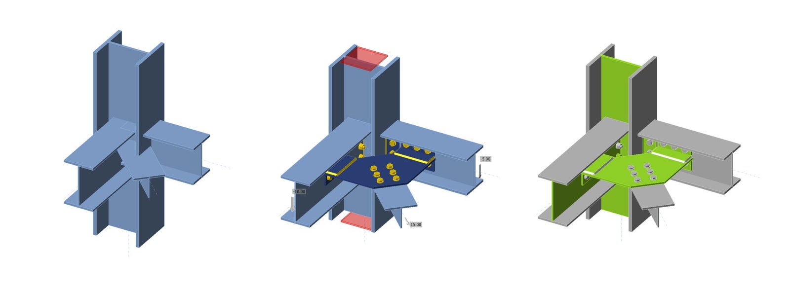 Horizontale ligger-kolom-schoor schetsplaat (AISC)