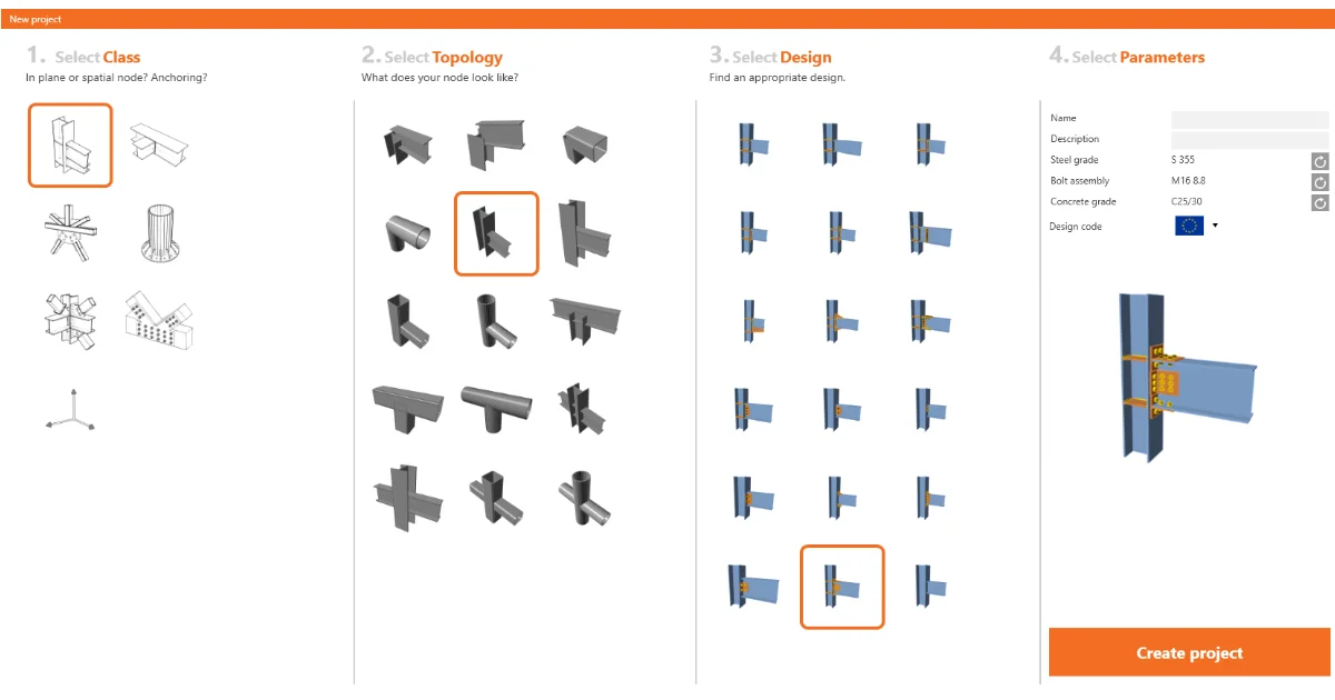 Grenzeloze staalverbinding modellering met nieuwe wizard templates