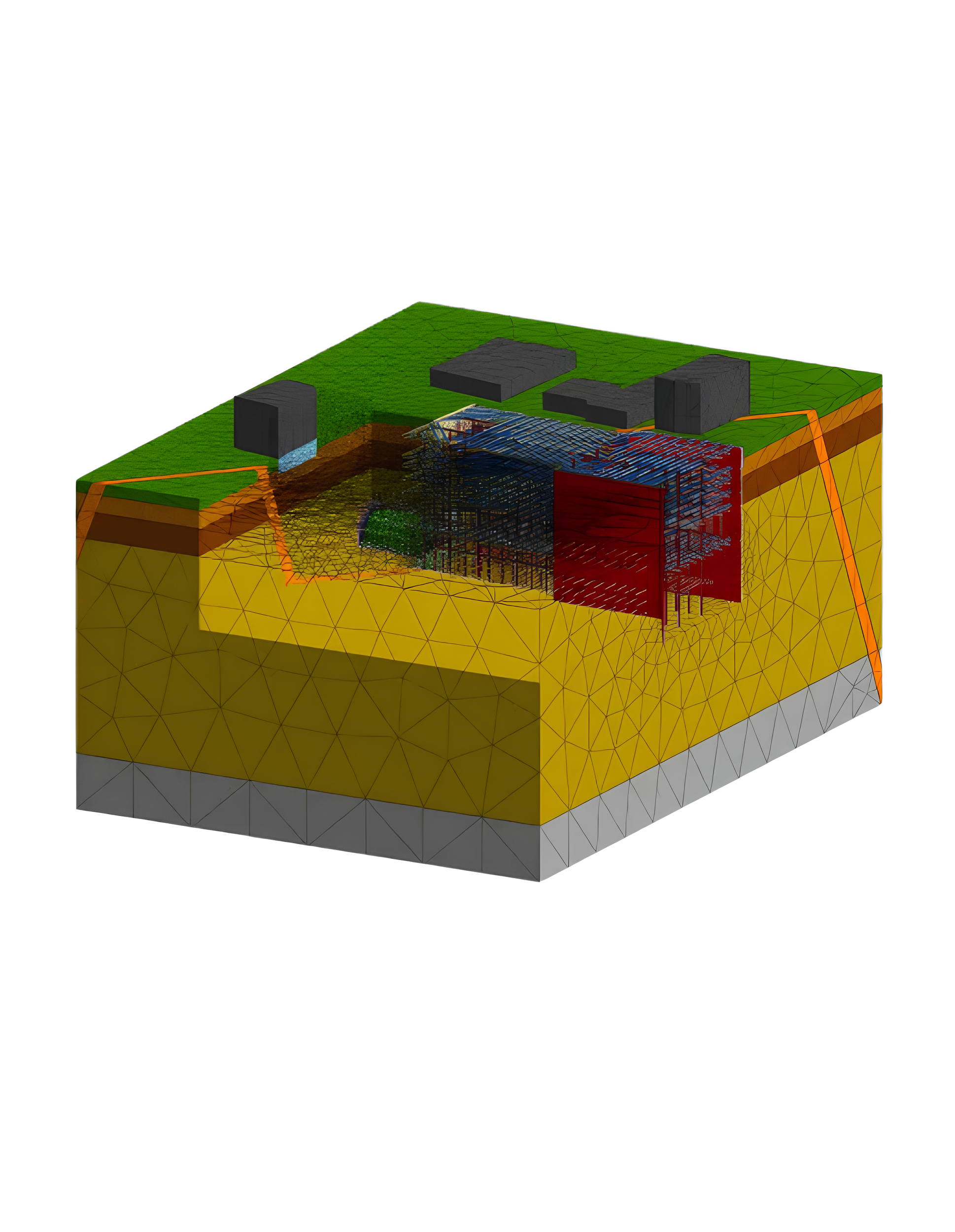 3D analýza fází výstavby tunelového propojení